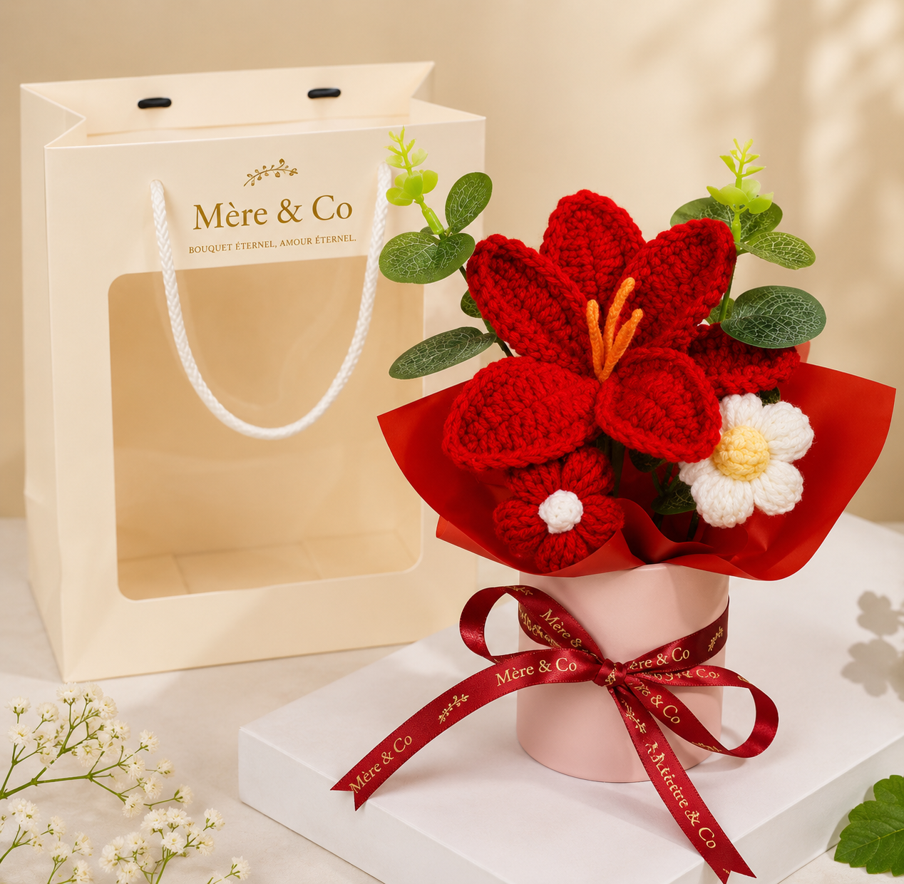 Pot de fleurs en crochet