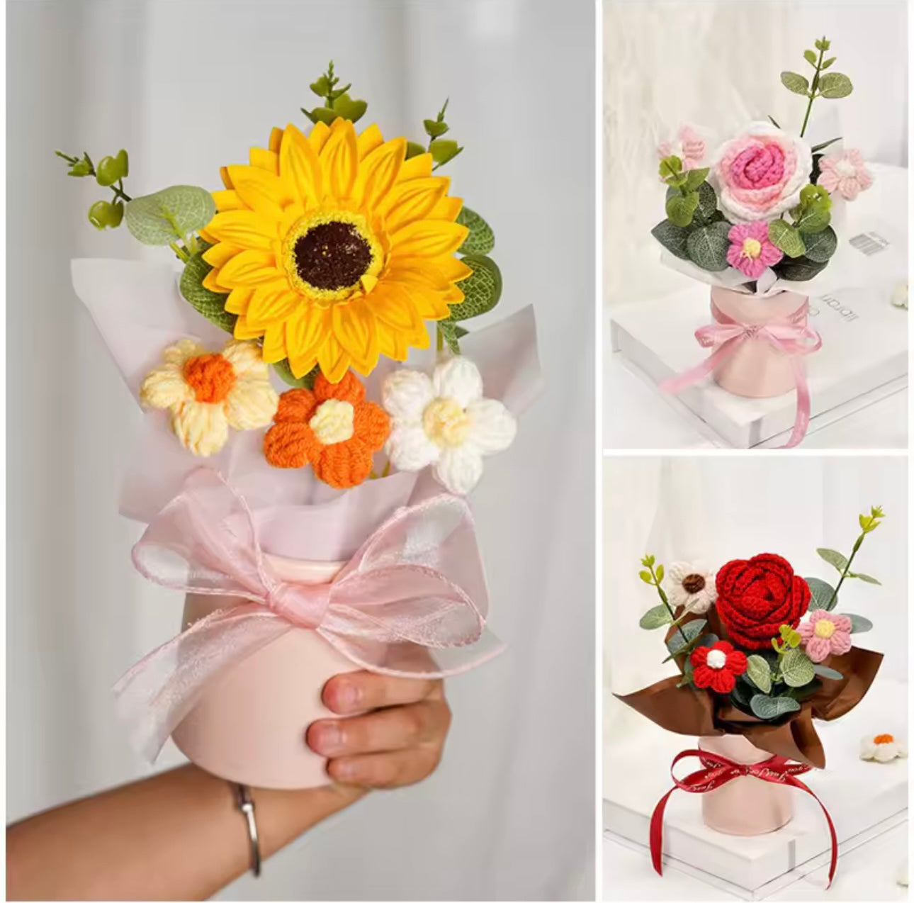 Pot de fleurs en crochet