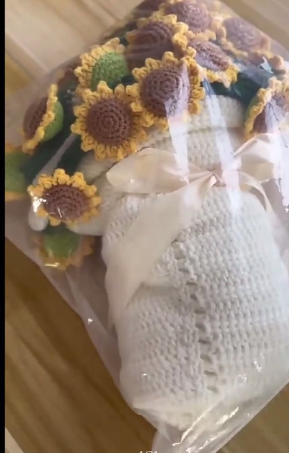 Couverture bouquets en crochet